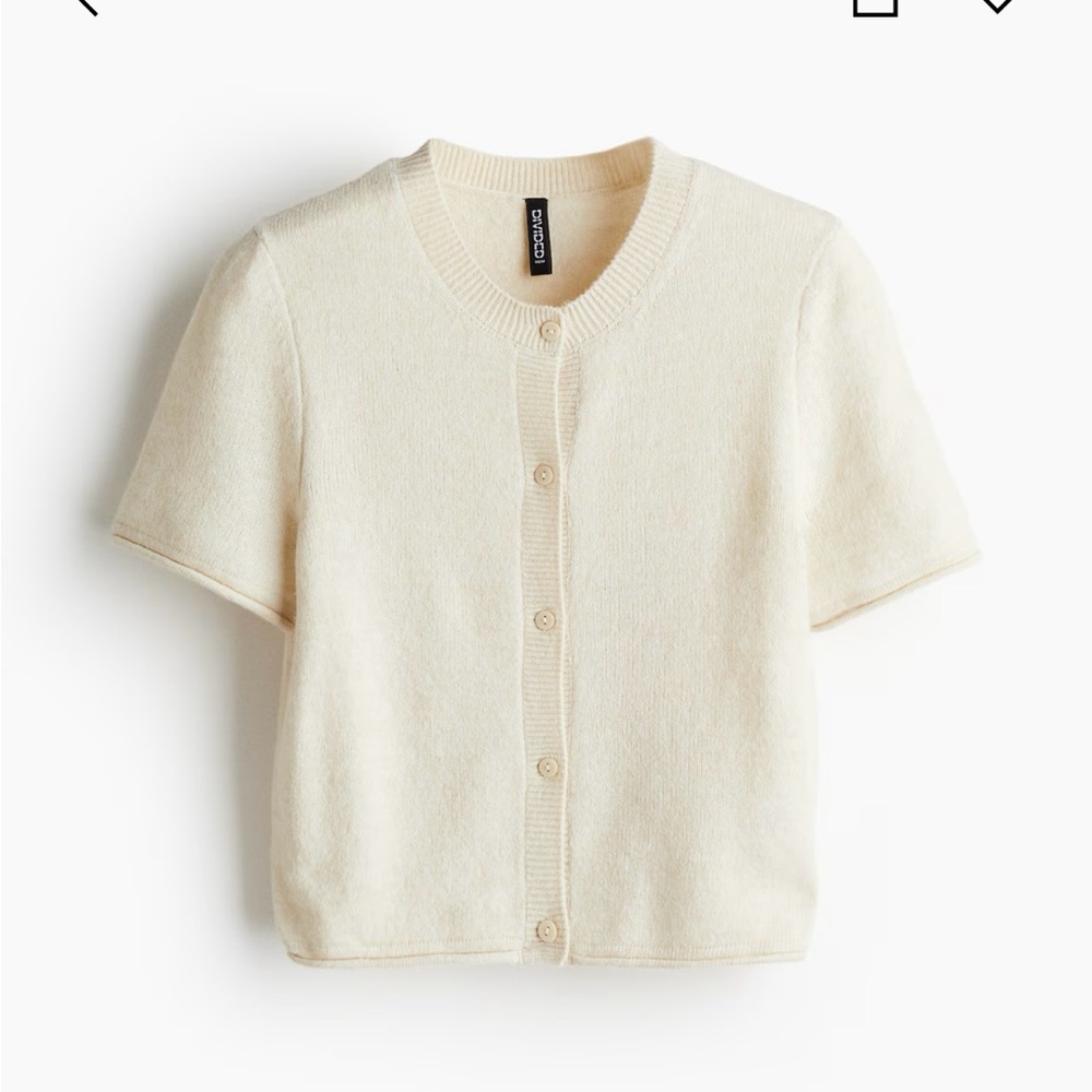 Cream Short Sleeve Cardigan